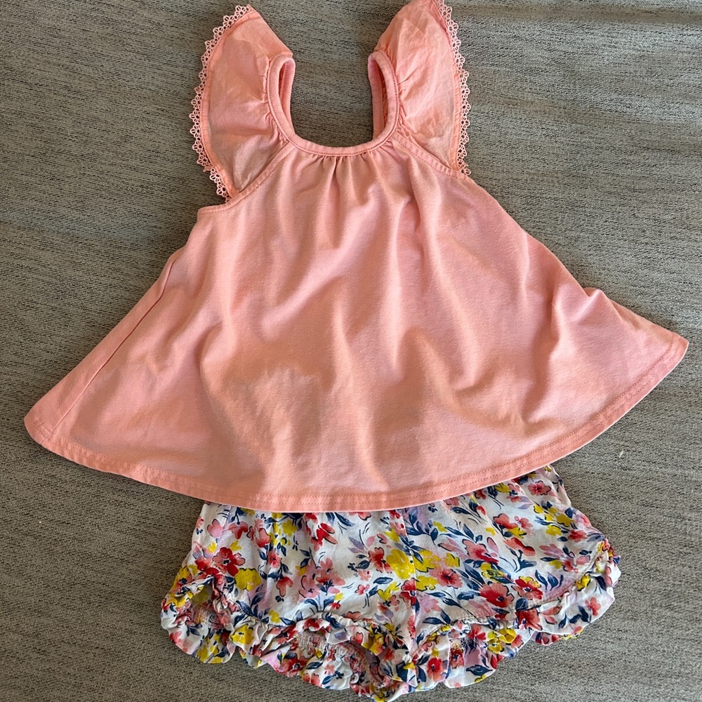 “SHABBY CHIC” GIRLS Pink Sleeveless Top and Floral Shorts Set